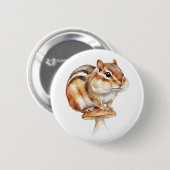 Süßer Wasserfarbe-Streifenhörnchen-Waldtier-Knopf Button (Vorne & Hinten)