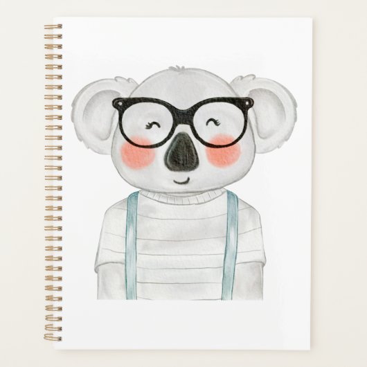 Süßer Wasserfarbekoala mit Brille Planer (Vorderseite)