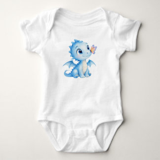 Süßer Wasserfarben-Babydrache mit Schmetterling Baby Strampler