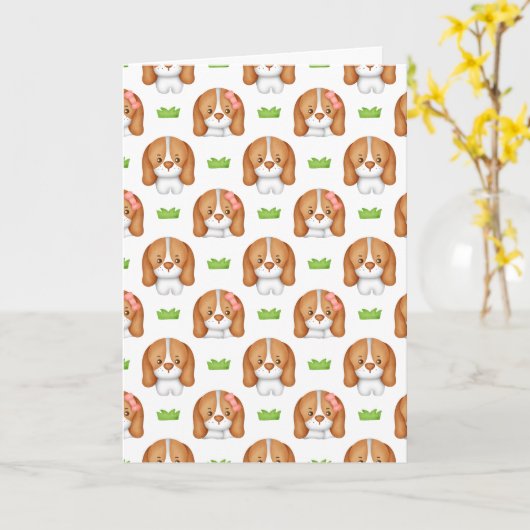 Süßer Wasserfarben-Beagle-Hund Karte (Gelbe Blume)