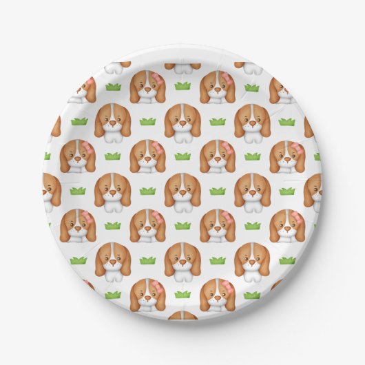 Süßer Wasserfarben-Beagle-Hund Pappteller (Vorderseite)