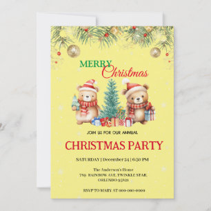 Süßer Wasserfarben-Feiertags-Bär Weihnachtsmann We Einladung