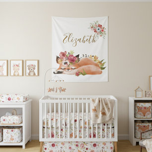 Süßer Wasserfarben-Fuchs-Baby Wandteppich