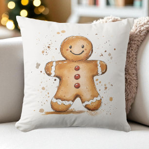 Süßer Wasserfarben-Gingerbread-Mann-Farmhouse-Urla Kissen