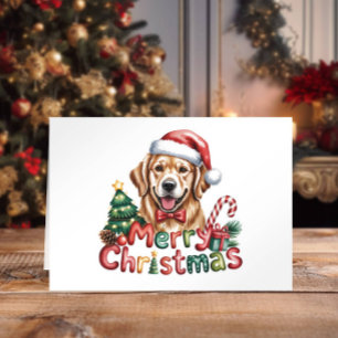 Süßer Wasserfarben-Golden-Retriever-Weihnachten Feiertagskarte