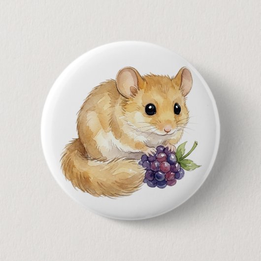 Süßer Wasserfarben-Hamster-Button Button (Vorderseite)