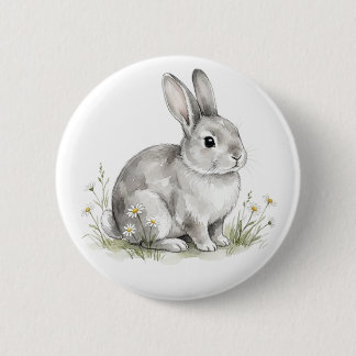 Süßer Wasserfarben-Hasen-Waldtier-Knopf Button