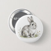 Süßer Wasserfarben-Hasen-Waldtier-Knopf Button (Vorne & Hinten)
