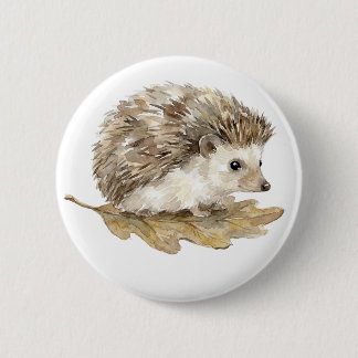 Süßer Wasserfarben-Igel-Waldtier-Knopf Button