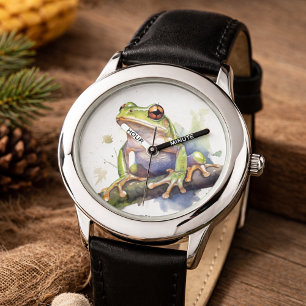 Süßer Wasserfarben-Laubfrosch Armbanduhr