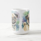 Süßer Wasserfarben-Mops mit Brille Kaffeetasse (Mittel)