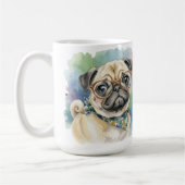 Süßer Wasserfarben-Mops mit Brille Kaffeetasse (Links)