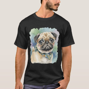 Süßer Wasserfarben-Mops mit Brille T-Shirt