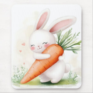 Süßer Wasserfarben-Osterhase mit Karotte Mousepad