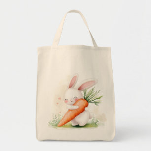 Süßer Wasserfarben-Osterhase mit Karotte Tragetasche