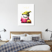 Süßer Wasserfarben-Patchwork-Geist Halloween Leinwanddruck (Insitu (Schlafzimmer))