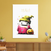 Süßer Wasserfarben-Patchwork-Geist Halloween Leinwanddruck (Insitu (Wohnzimmer))