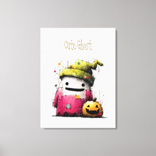 Süßer Wasserfarben-Patchwork-Geist Halloween Leinwanddruck (Vorderseite)