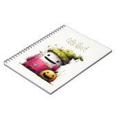Süßer Wasserfarben-Patchwork-Geist Halloween Notizblock (Linke Seite)
