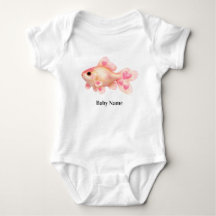 Süßer Wasserfarben-Rosa-Goldfisch-Babymoverall