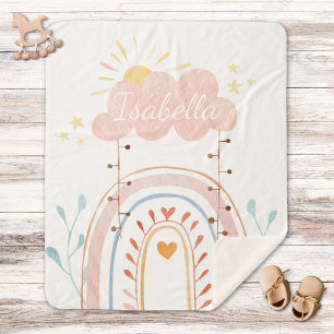Süßer Wasserfarben-Rosa-Regenbogen-Baby Sherpadecke