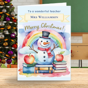 Süßer Wasserfarben-Schneemann Frohe Weihnachten Le
