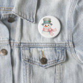 Süßer Wasserfarben-Schneemann mit rosa Schal Feier Button (Beispiel)