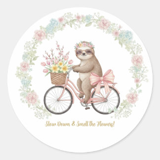 Süßer Wasserfarben-Sticker mit Faultier und rosa F Runder Aufkleber