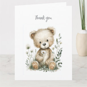 Süßer Wasserfarben-Teddybär mit Wildblumen Dankeskarte