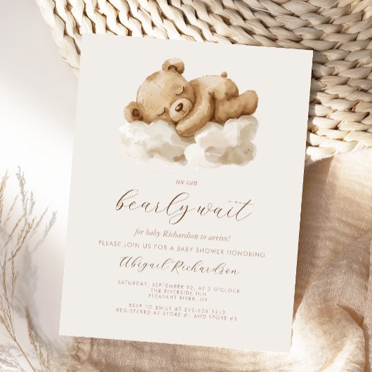 Süßer Wasserfarben-Teddybär Neutrale Babyparty Postkarte