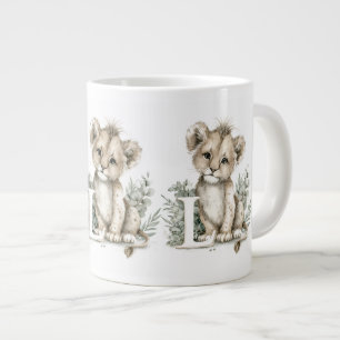 Süßer Wasserfarben-Tier-Alphabet-Löwe Jumbo-Tasse