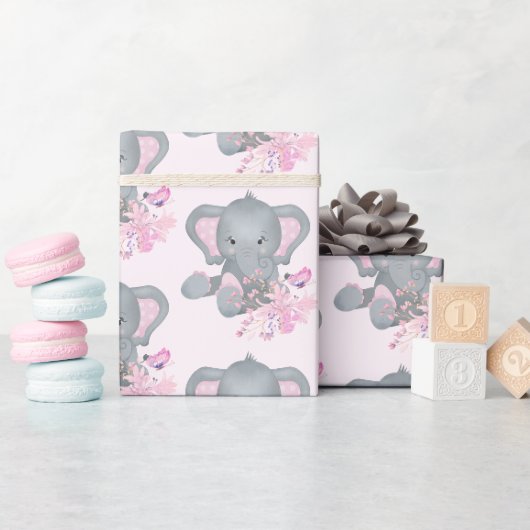 Süßer Wasserfarbenelefant Geschenkpapier (Babyparty)