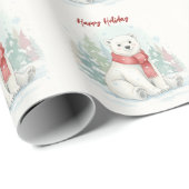 Süßer Wasserfarbener Eisbär Winter Geschenkpapier (Rolleneckpunkt)