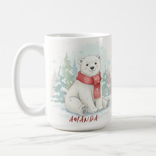 Süßer Wasserfarbener Eisbär Winter Kaffeetasse (Links)