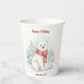 Süßer Wasserfarbener Eisbär Winter Pappbecher (Vorderseite)