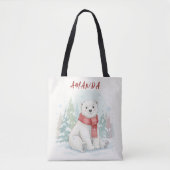 Süßer Wasserfarbener Eisbär Winter Tasche (Vorderseite)