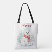Süßer Wasserfarbener Eisbär Winter Tasche (Rückseite)