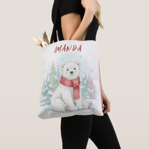 Süßer Wasserfarbener Eisbär Winter Tasche