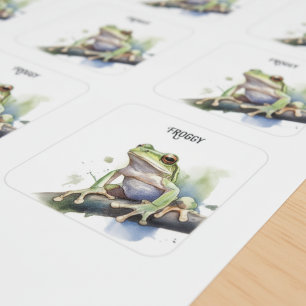 Süßer Wasserfarbener Laubfrosch, individuell Quadratischer Aufkleber