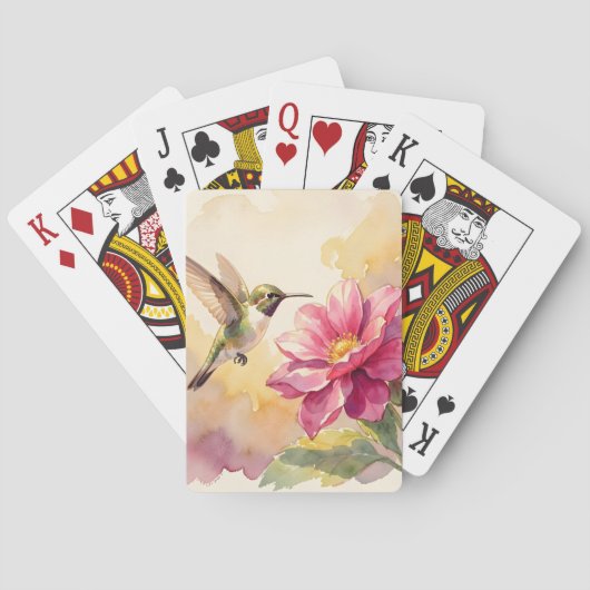 Süßer Wasserfarbvogel und -blume Spielkarten (Rückseite)