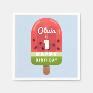 Süßer Wassermelonen-Eis-am-Stiel 1. Geburtstag Serviette