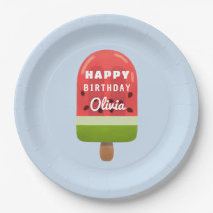 Süßer Wassermelonen-Eis-Lutscher Alles Gute zum Ge Pappteller