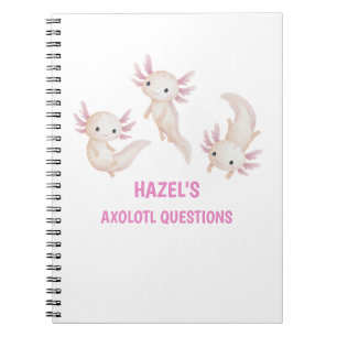 Süßer Watercolor Axolotl Fragen Personalisiertes K Notizblock