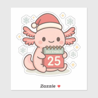 Süßer Weihnachts-Axolotl-Aufkleber | Kawaii-Feiert Aufkleber