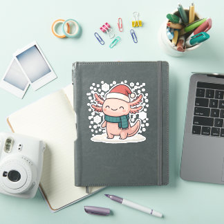 Süßer Weihnachts-Axolotl-Aufkleber | Kawaii Winter Aufkleber