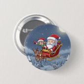 Süßer Weihnachts-Chibi-Weihnachtsmann und Elf-Knop Button (Vorne & Hinten)