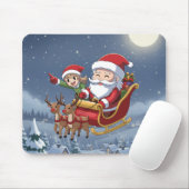 Süßer Weihnachts-Chibi-Weihnachtsmann und Elf Maus Mousepad (Mit Mouse)