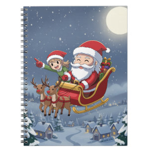 Süßer Weihnachts-Chibi-Weihnachtsmann und Elf Noti Notizblock