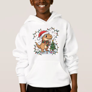 Süßer Weihnachts-Dinosaurier schmückt Baum Jungen Hoodie