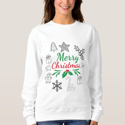 Süßer Weihnachts-Doodle-Pullover Sweatshirt (Vorderseite)